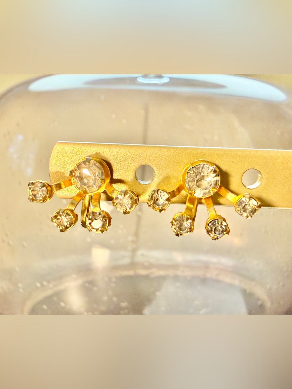Vintage 1950s Signed Bugbee & Niles Gold Tone Rhinestone Screw Back Earrings